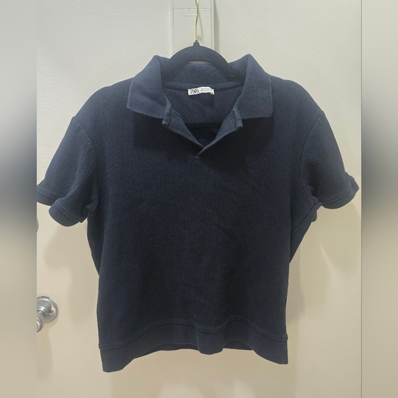 Zara Tops - Zara Women Navy Polo Shirt